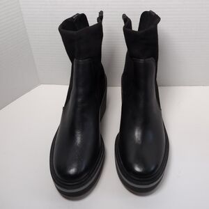 Louise Et Cie Zareb Black Leather Wedge Ankle Zip Up Bootie Boot Shoe Size 7.5